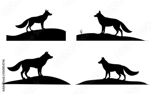 Wolf Different Style  Black Silhouette Collection Vector Design