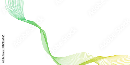 Soft abstract green or yellow wave line  background with wavy flowing lines, translucent shapes, and a calm modern aesthetic, abstract green wave background,  flowing lines with gradient texture.