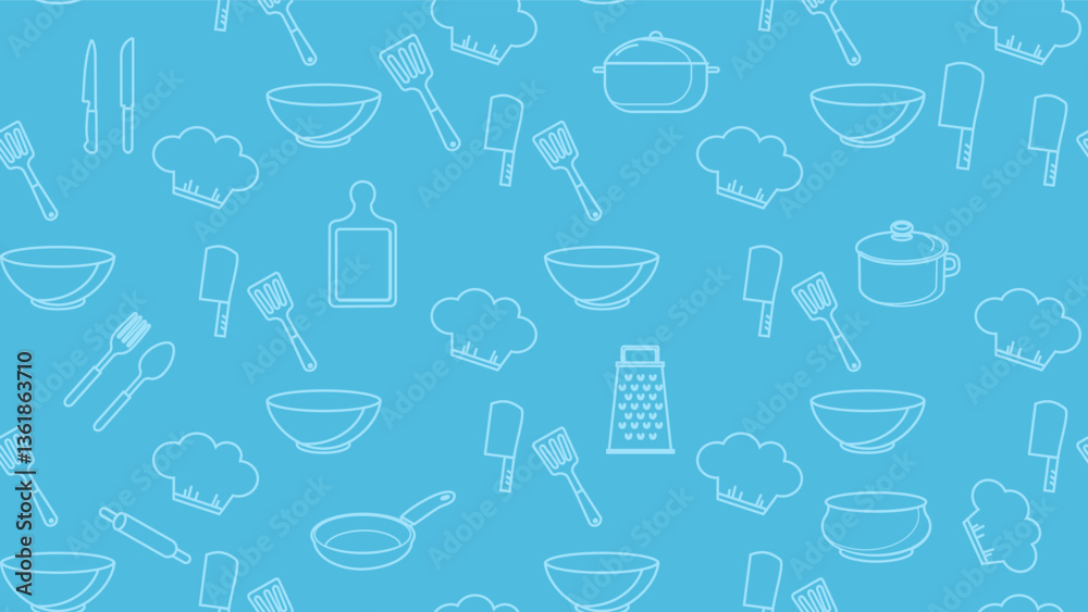 Kitchen utensils seamless pattern background. Kitchen set seamless pattern. Doodle of kitchen set, cooking utensils seamless pattern. Perfect for fabric, textile, wallpaper, decor, print, packaging Kitchen utensils seamless pattern background. Kitchen set seamless pattern. Doodle of kitchen set, cooking utensils seamless pattern. Perfect for fabric, textile, wallpaper, decor, print, packaging