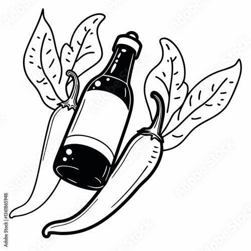 Crispy Chili Oil Line Art SVG