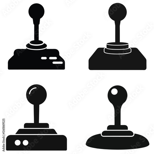 Retro black joystick game controller button for arcade video play