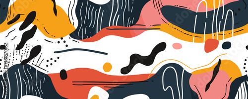 Abstract artistic background with colorful waves and patterns.