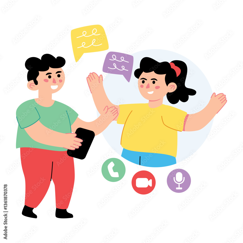 Fototapeta premium Video Call Vector Style colored illustration. Eps 10 File 