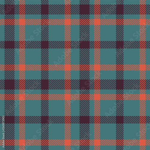 Wallpaper Mural Metallic Deep Aqua and Warm Dark Plum Seamless Tartan Textile Design Torontodigital.ca
