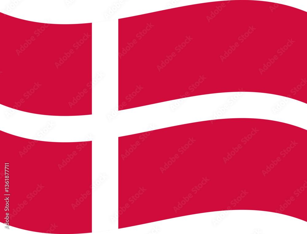 Fototapeta premium Denmark waving flag illustrator of national icon