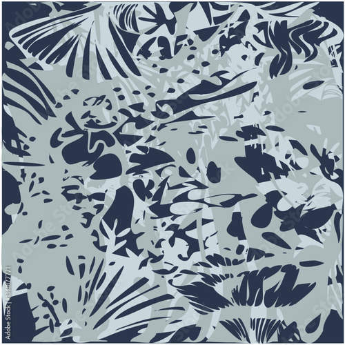 Fond Abstrait Arrière-plan Effets Feuillage Feuilles Texture Lignes Vecteur Nuances Bleu Gris