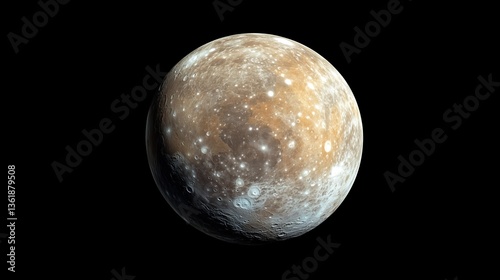 Planet Mercury on solid black background