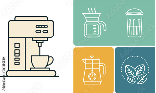 Coffee Maker vector design, Coffee Maker logo and icon design, Coffee Maker Illustration vector design