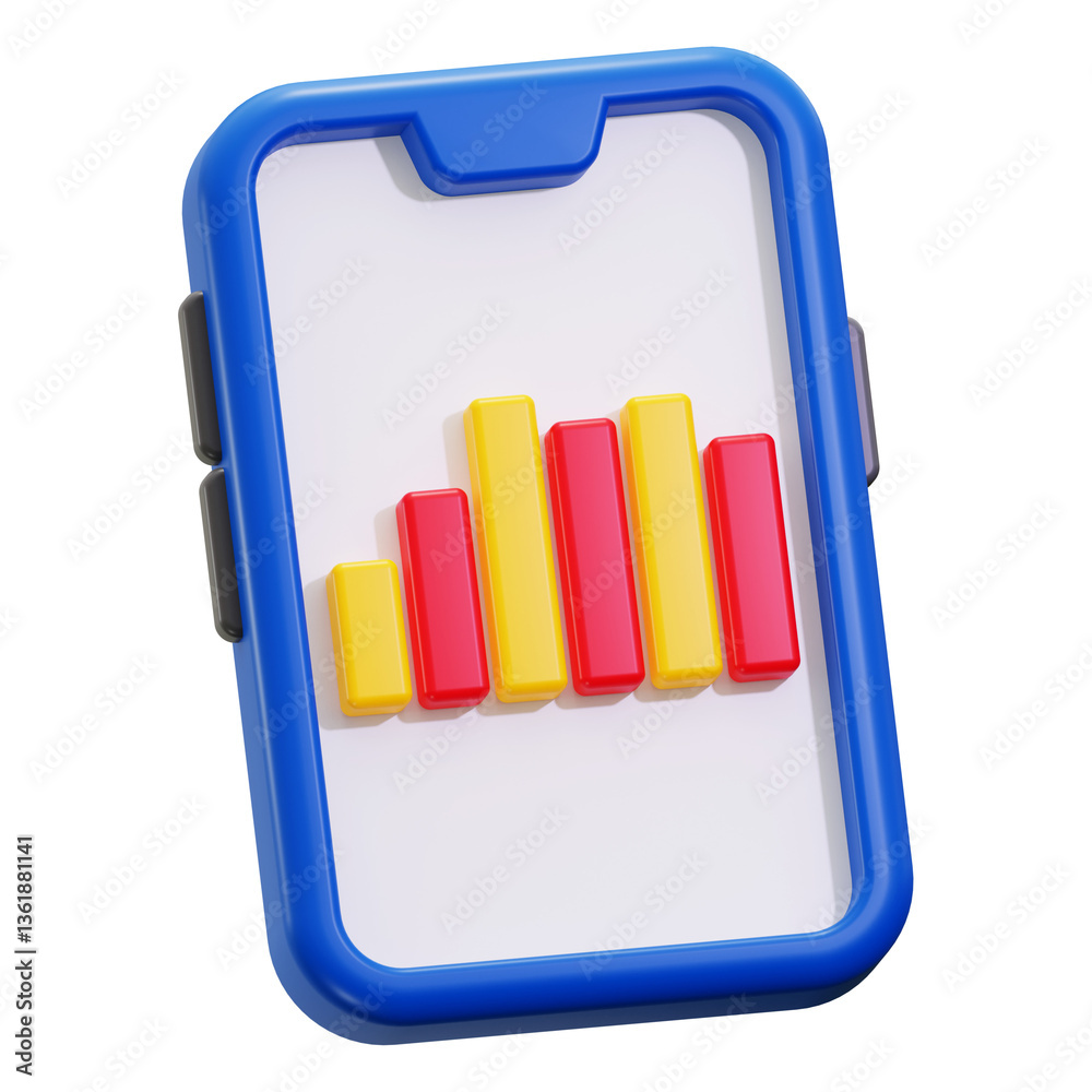 Fototapeta premium phone showcasing vibrant bar graph suitable for business presentations, data analysis, technology concepts, communication themes, and marketing materials