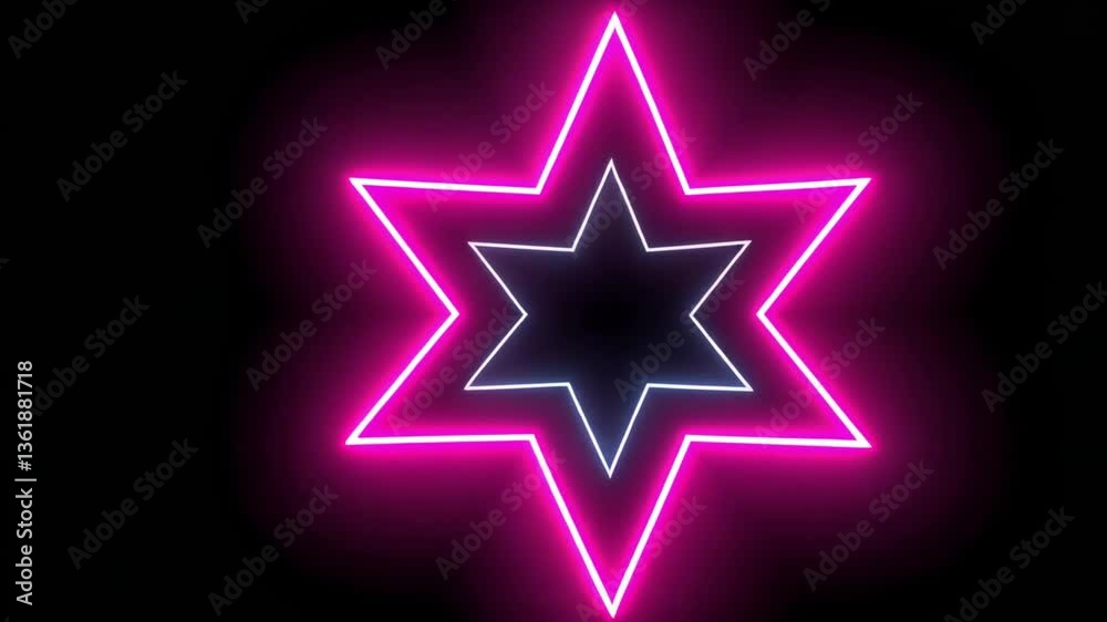 Neon Starburst: Pink and Blue Glowing Hexagram Neon Starburst: Pink and Blue Glowing Hexagram