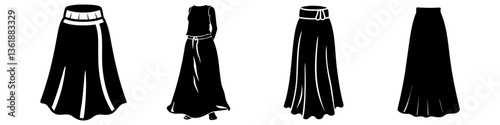 maxi skirt icon, maxi skirt silhouette vector illustration-simple silhouette illustration of maxi skirt, perfect for maxi skirt logos and icons