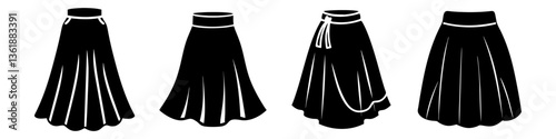 midi skirt icon, midi skirt silhouette vector illustration-simple silhouette illustration of midi skirt, perfect for midi skirt logos and icons
