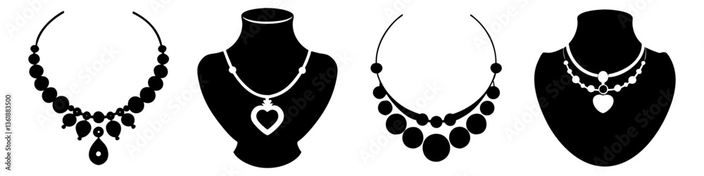 necklaces icon, necklaces silhouette vector illustration-simple silhouette illustration of necklaces, perfect for necklaces logos and icons necklaces icon, necklaces silhouette vector illustration-simple silhouette illustration of necklaces, perfect for necklaces logos and icons