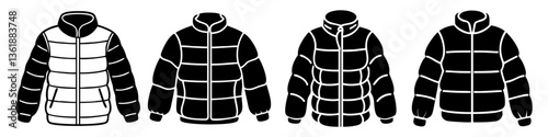 puffer jacket icon, puffer jacket silhouette vector illustration-simple silhouette illustration of puffer jacket, perfect for puffer jacket logos and icons