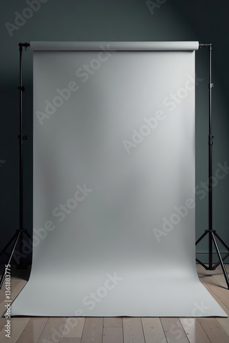 Gray paper studio backdrop with soft, diffused lighting for photography or video shoots,  photography,  studio