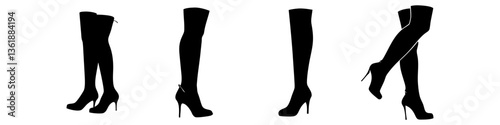thigh high boots icon, thigh high boots silhouette vector illustration-simple silhouette illustration of thigh high boots, perfect for thigh high boots logos and icons