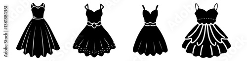 tulle dress icon, tulle dress silhouette vector illustration-simple silhouette illustration of tulle dress, perfect for tulle dress logos and icons
