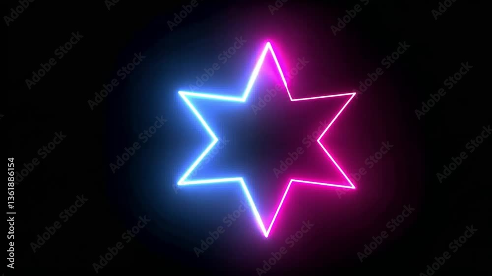 Neon Starburst: A vibrant digital artwork featuring a six-pointed star outlined in glowing neon blue and pink. Neon Starburst: A vibrant digital artwork featuring a six-pointed star outlined in glowing neon blue and pink.