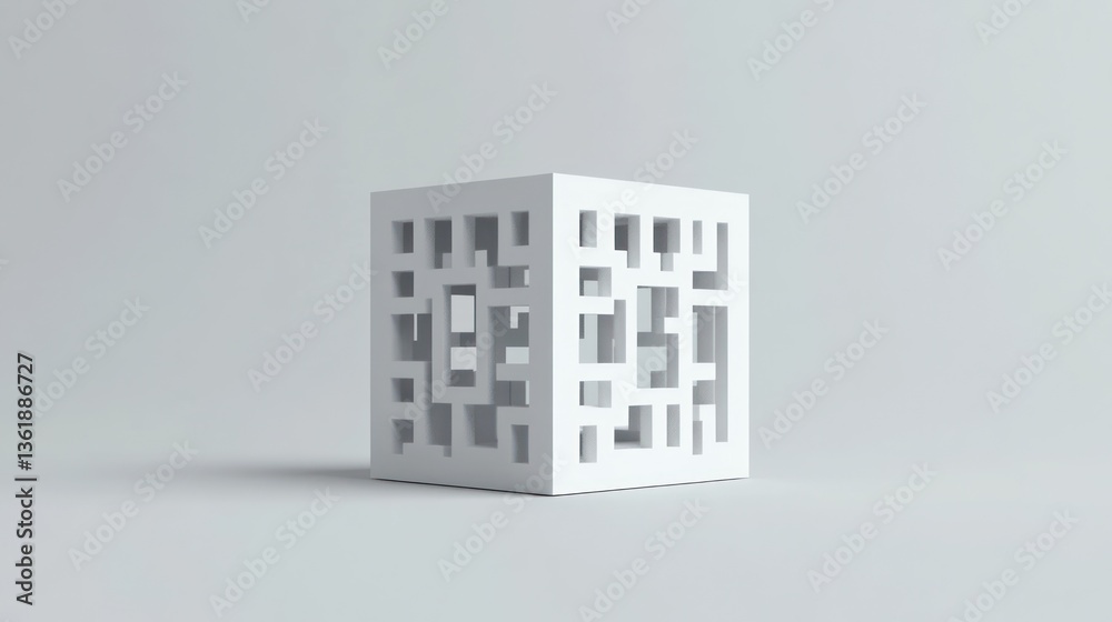 Abstract white cube, minimalist design, studio shot, geometric form Abstract white cube, minimalist design, studio shot, geometric form