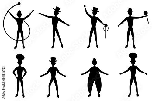 set of Circus Artist silhouette vector illustration