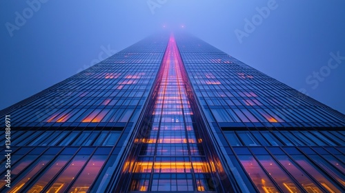 Wallpaper Mural Modern skyscraper, upward view, illuminated windows Torontodigital.ca