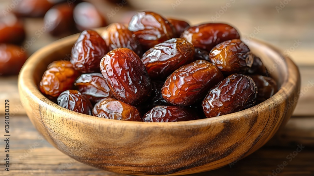 a wooden bowl filled with plump dried medjool dates sits on a wooden surface the light background highlights the rich brown color,wrinkled texture of the dates a wooden bowl filled with plump dried medjool dates sits on a wooden surface the light background highlights the rich brown color,wrinkled texture of the dates