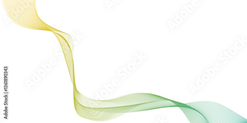 Green white wave line abstract green curve isolated on white or transparent, abstract vector modern gradient white background, soft background for modern abstract design.