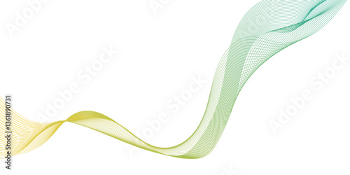Green white wave line abstract green curve isolated on white or transparent, abstract vector modern gradient white background, soft background for modern abstract design.