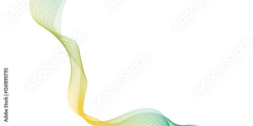 Green white wave line abstract green curve isolated on white or transparent, abstract vector modern gradient white background, soft background for modern abstract design.