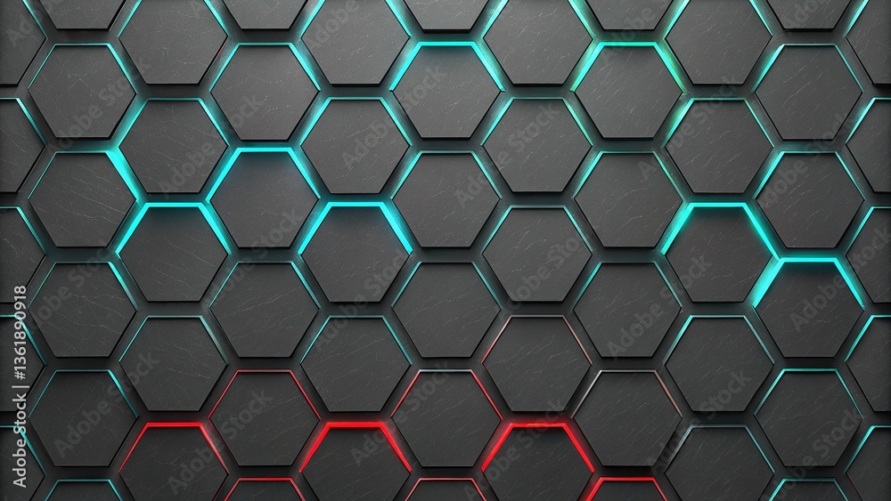 A repeating pattern of dark gray hexagonal shapes. The hexagons appear three-dimensional. A repeating pattern of dark gray hexagonal shapes. The hexagons appear three-dimensional.