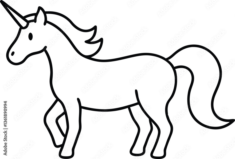 Fototapeta premium magical unicorn line art vector outline 