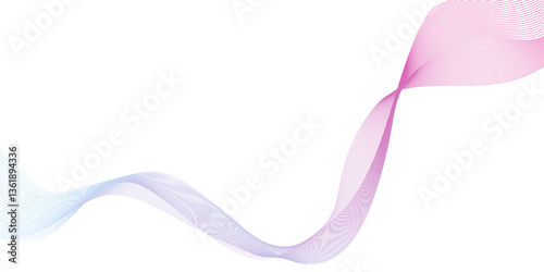 Isolated wavy lines in blue and purple hues for design, colorful abstract wave line design, horizontal particle blue or pink waves line in a halftone gradient. 
