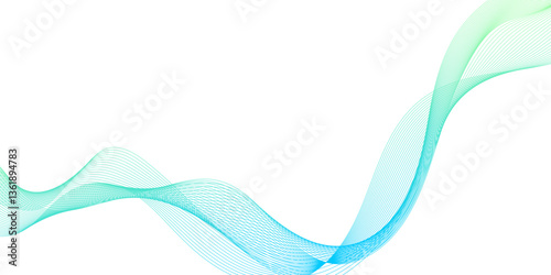 abstract 3d contour wave line patterned background illustration, element for design isolated on white and blue, colorful digital particles wave with bokeh green and blue light background, 