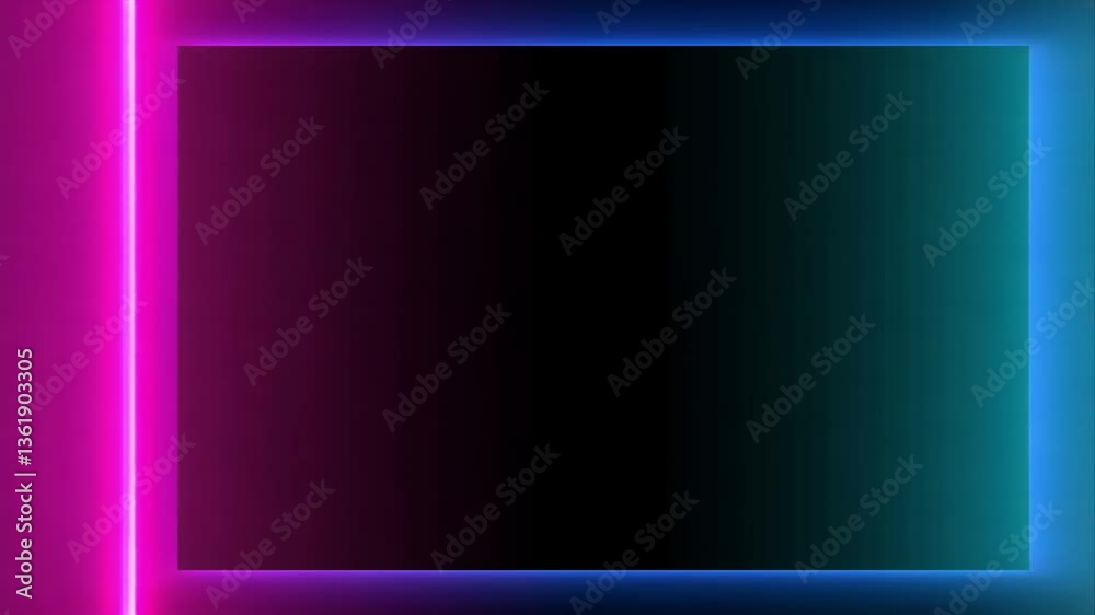 custom made wallpaper toronto digitalNeon Glow: Abstract Square Frame in Vivid Teal and Magenta
