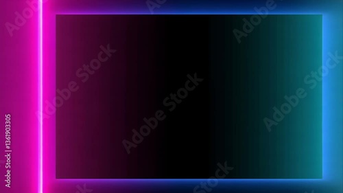 Wallpaper Mural Neon Glow: Abstract Square Frame in Vivid Teal and Magenta Torontodigital.ca