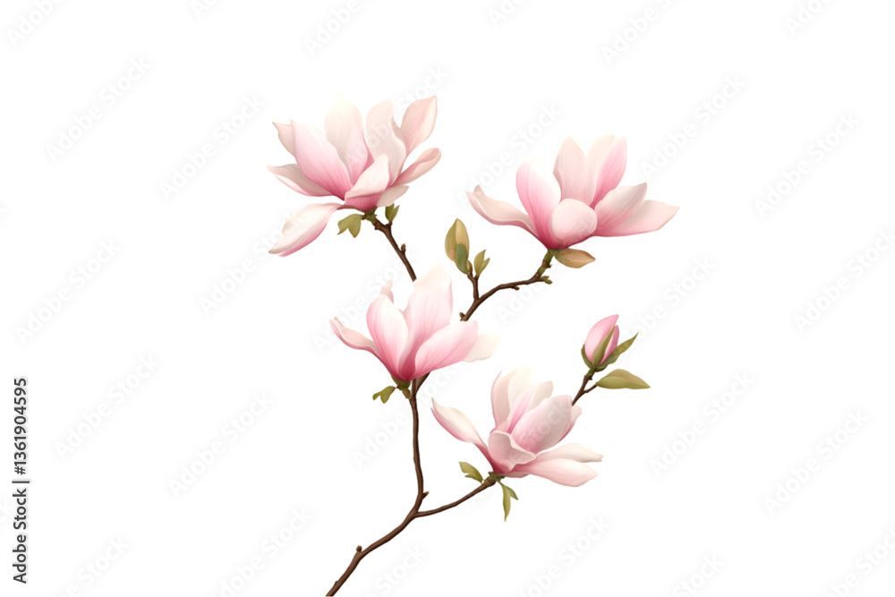 Naklejka premium Pink Magnolia Blossoms Branch Spring Flowers Nature Beauty