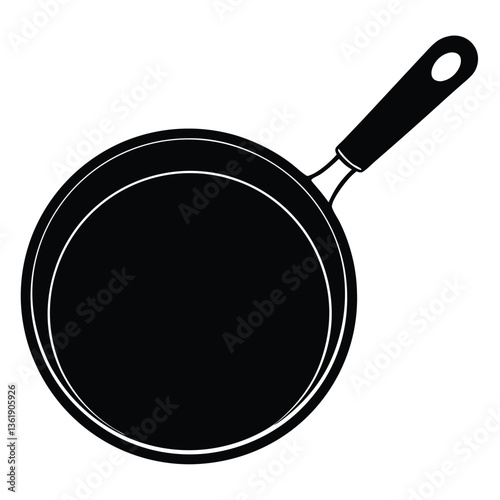 Realistic Frying Pan Vector Illustration – Non-Stick Cooking Pan with Handle for Kitchen Use