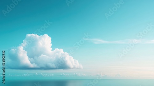 Serene Sky with Soft White Clouds Above Calm Blue Ocean Water on a Clear Day, Natural Beauty and Tranquility in Nature’s Vast Landscape photo