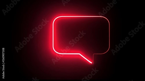 Glowing Red Neon Speech Bubble on Black Background