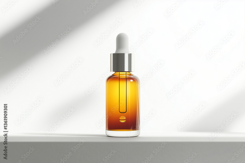 Minimalist skincare serum dropper bottle with soft gradient glass, sleek and modern, white background Minimalist skincare serum dropper bottle with soft gradient glass, sleek and modern, white background
