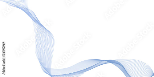 abstract soft blue wave line in white background, blue silk ribbon isolated on white background, Colored smoke on white background, technology flow tech transparent line stripe energy connection.