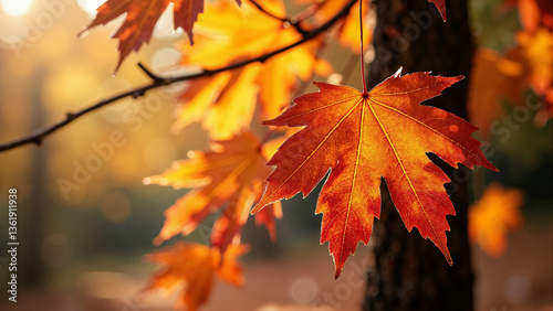 Vibrant Autumn Maple Leaves Isolated on Transparent Background for Seasonal Marketing and Nature-Themed Projects