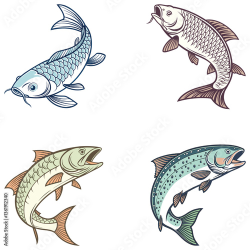 Bundle fish art and illustrator eps 