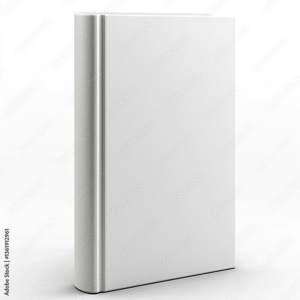 A clean, empty white book standing upright, perfect for creative designs and customization. A clean, empty white book standing upright, perfect for creative designs and customization.