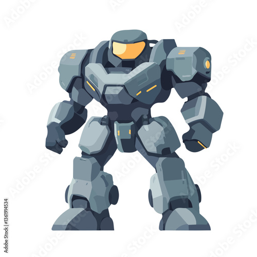 2D flat vector illustration Anime Mecha Pilot in Battle Suit icon isolated on a white background.


