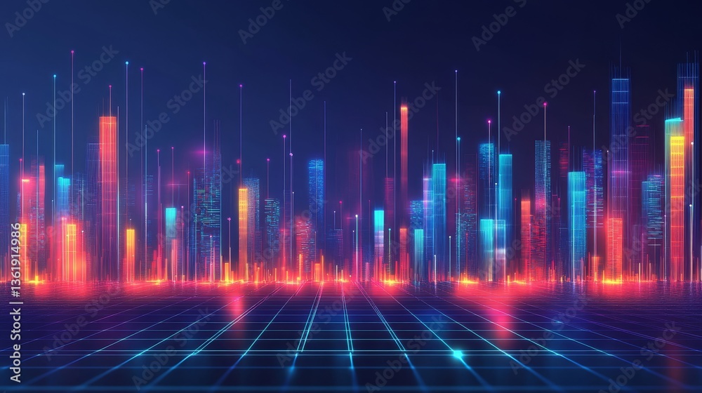 A 1980s retro-futuristic style background, highlighting a Retro Wave Music Festival, generated by AI A 1980s retro-futuristic style background, highlighting a Retro Wave Music Festival, generated by AI