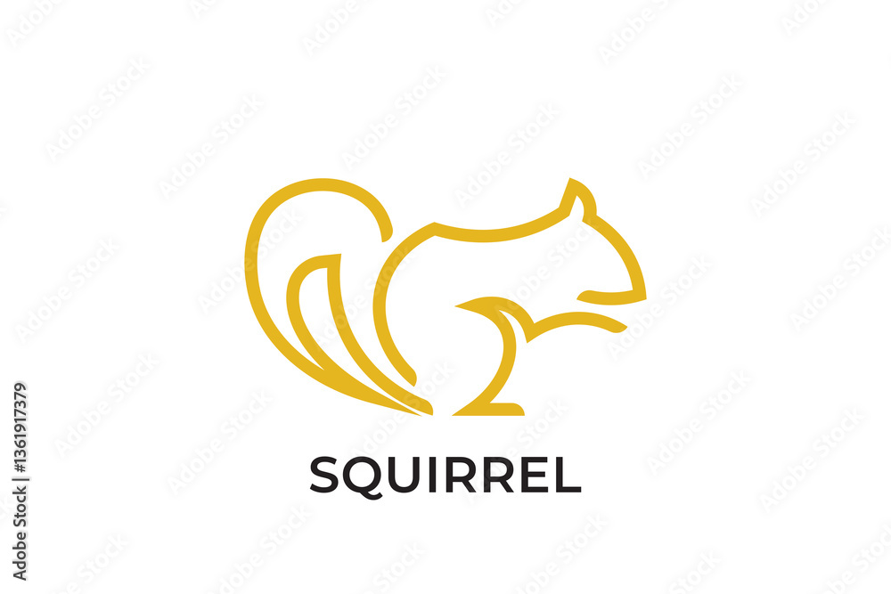 Obraz premium squirrel silhouette logo design, squirrel logo with orange color