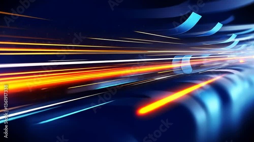 Abstract, vibrant speed lines.  Dynamic motion blur in a dark background