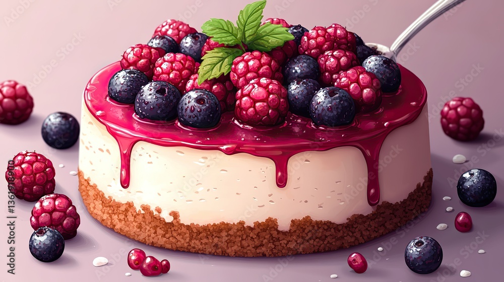 cheesecake with berries,mint cheesecake with berries,mint