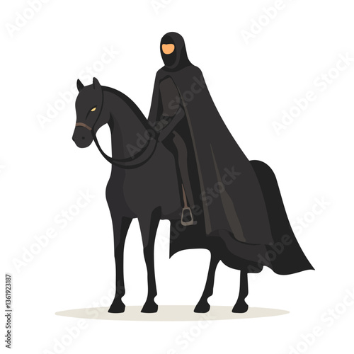 2D flat vector illustration Headless Horseman icon isolated on a white background.

